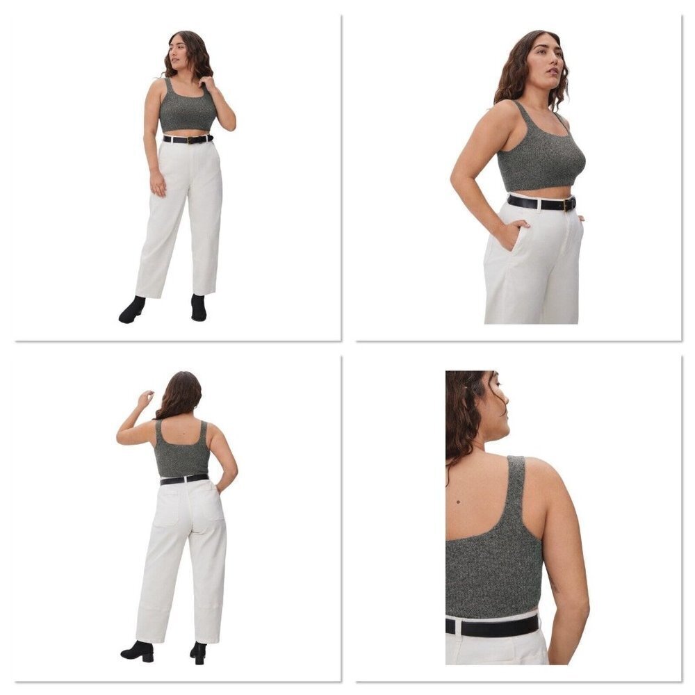 Everlane Cropped Ribbed Tank Top Womens Small Charcoal Cozy-Stretch Wool Yak New
